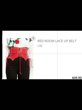AKIRA Red Lace-Up Corset Belt